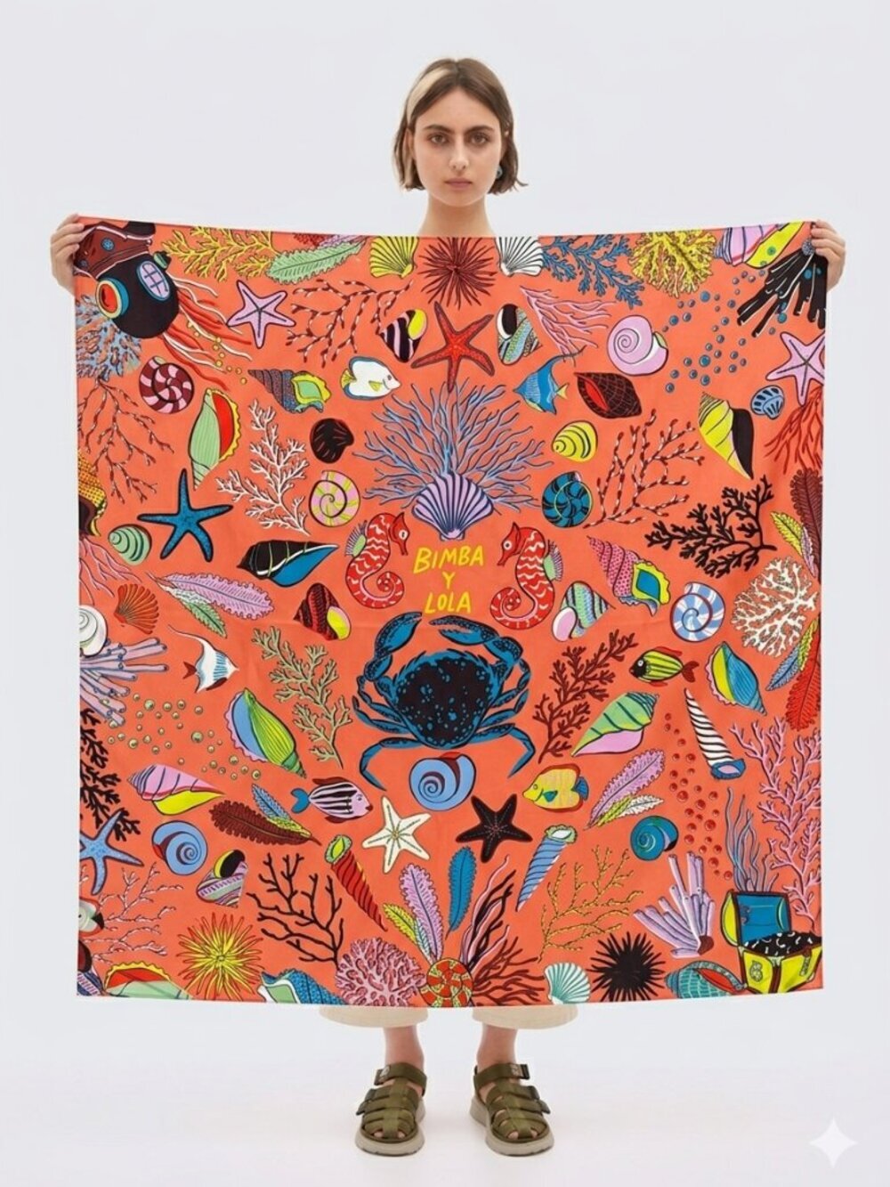 BIMBA Y LOLA 🌊 Colorful Sea Life Scarf